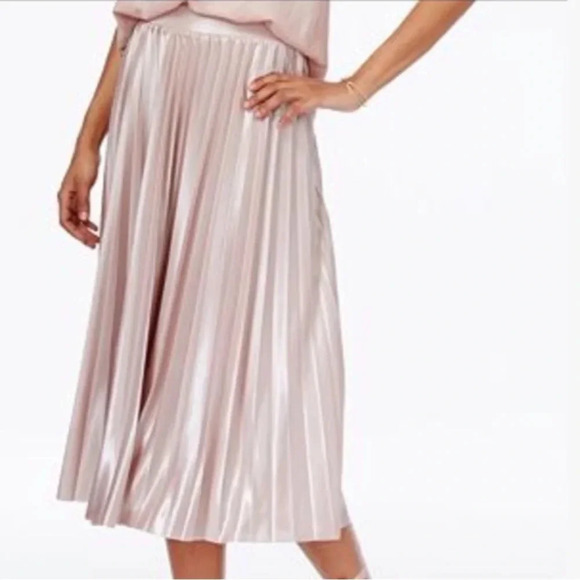 NWT RACHEL ROY Curvy Collection Blush Metallic Pleated Aline Midi Skirt - Picture 2 of 10